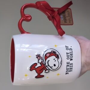 Rae Dunn x Peanuts YOU'RE OUT OF THIS WORLD Astronaut Snoopy Valentine's Day Mug